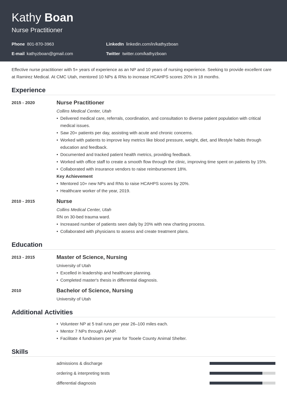 nurse practitioner resume example template influx