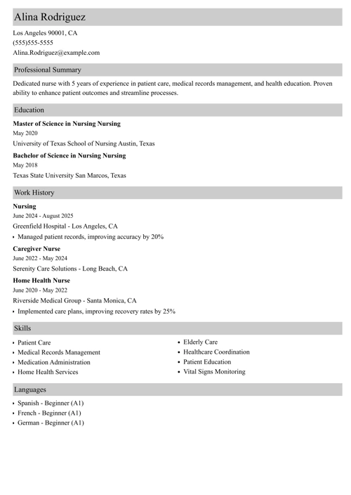 sample resume example