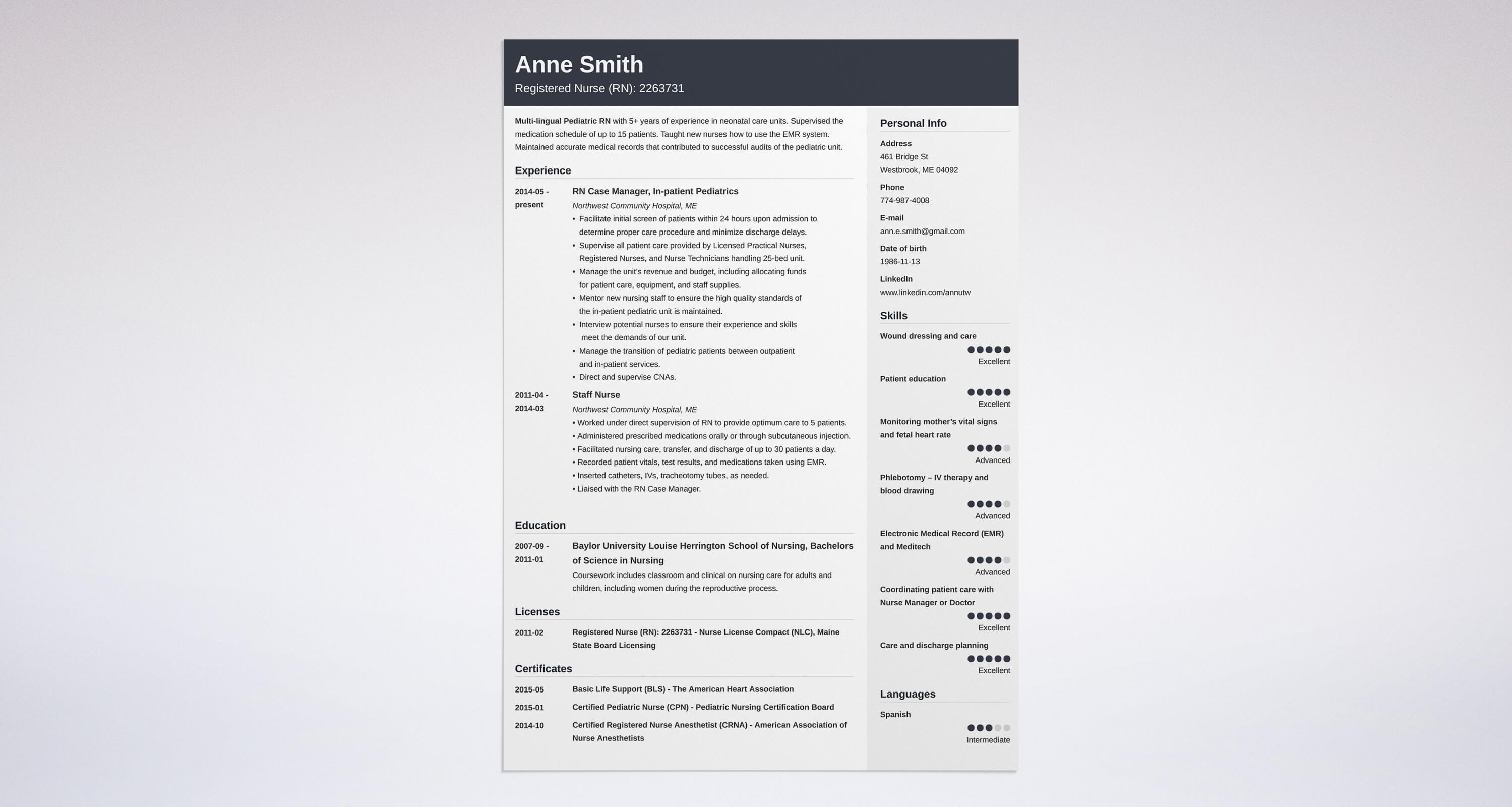 nursing resume template 2018