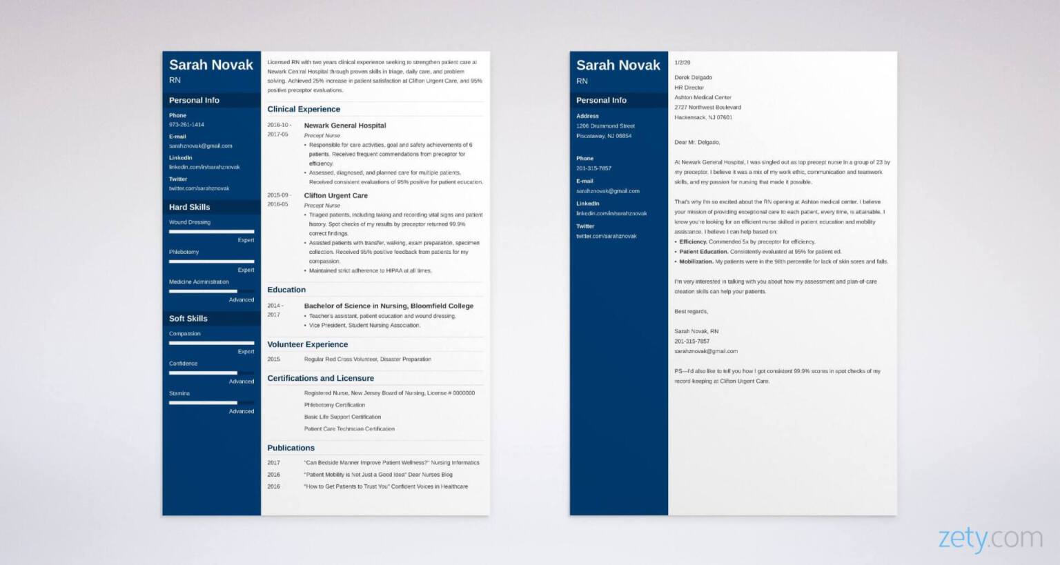 nursing student resume and cover letter set