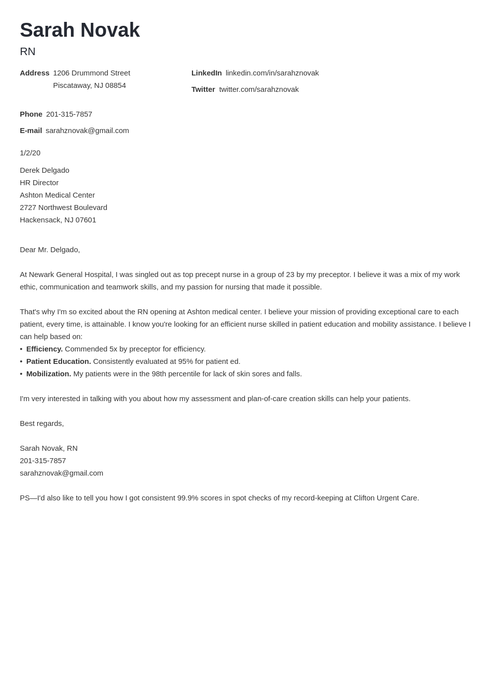 Nursing Student Cover Letter Sample Also For An Internship