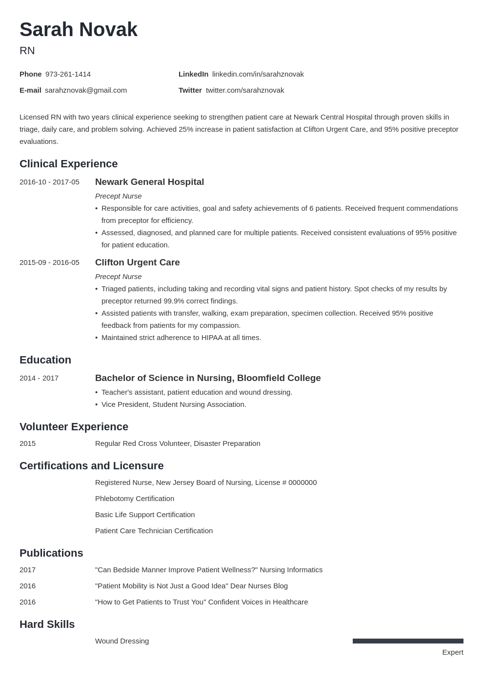 Resume Template For Nursing Student