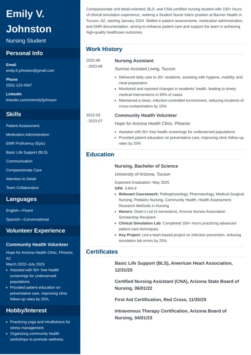 Nursing Student Resume Template