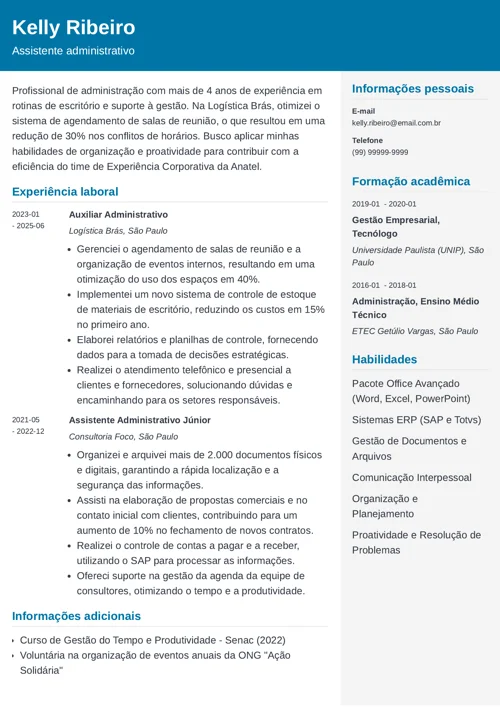 exemplo pronto do que colocar no CV