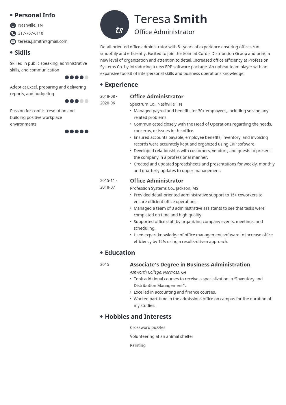 personal statement cv examples administration