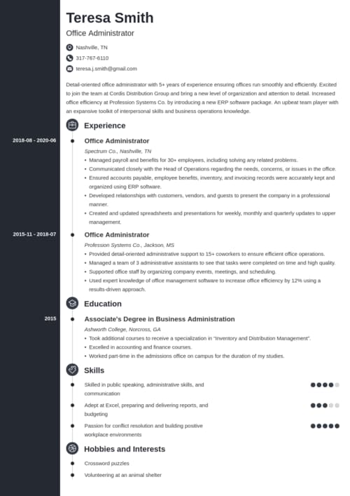 Office Administrator Resume example