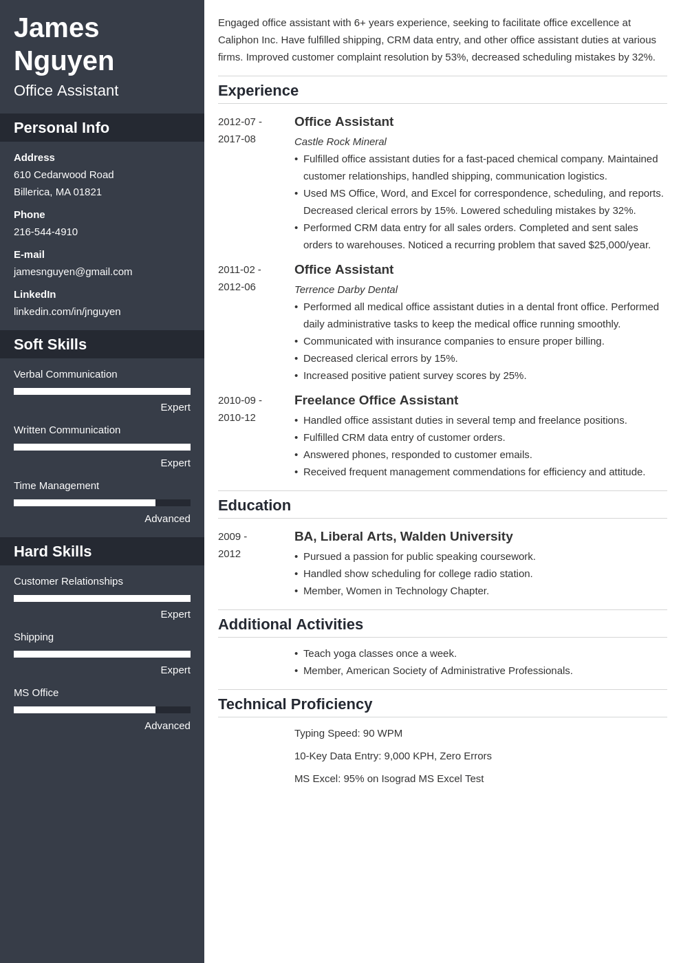 Office Assistant Resume Examples Templates