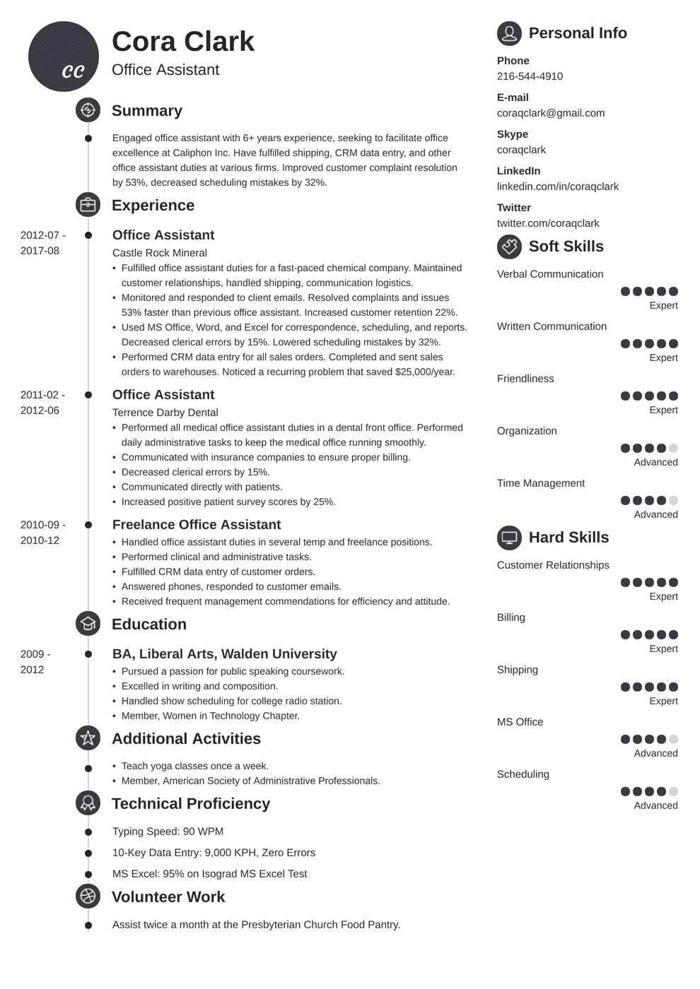 Office Assistant Resume Examples Templates