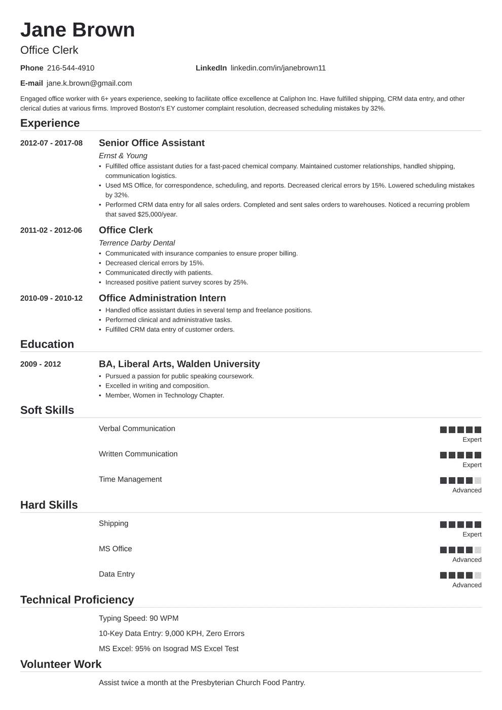 Office Clerk Resume Sample Writing Guide 20 Examples