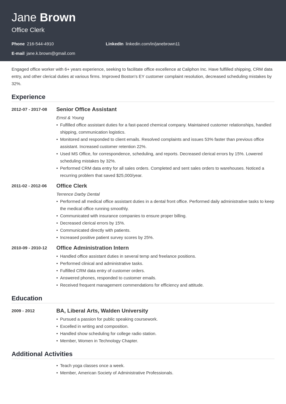 office clerk resume example template influx