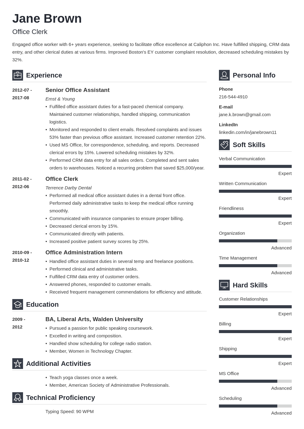 office clerk resume example template vibes