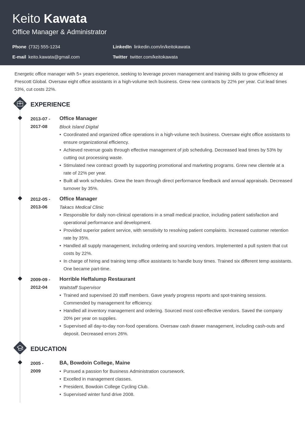 office manager job description for resume