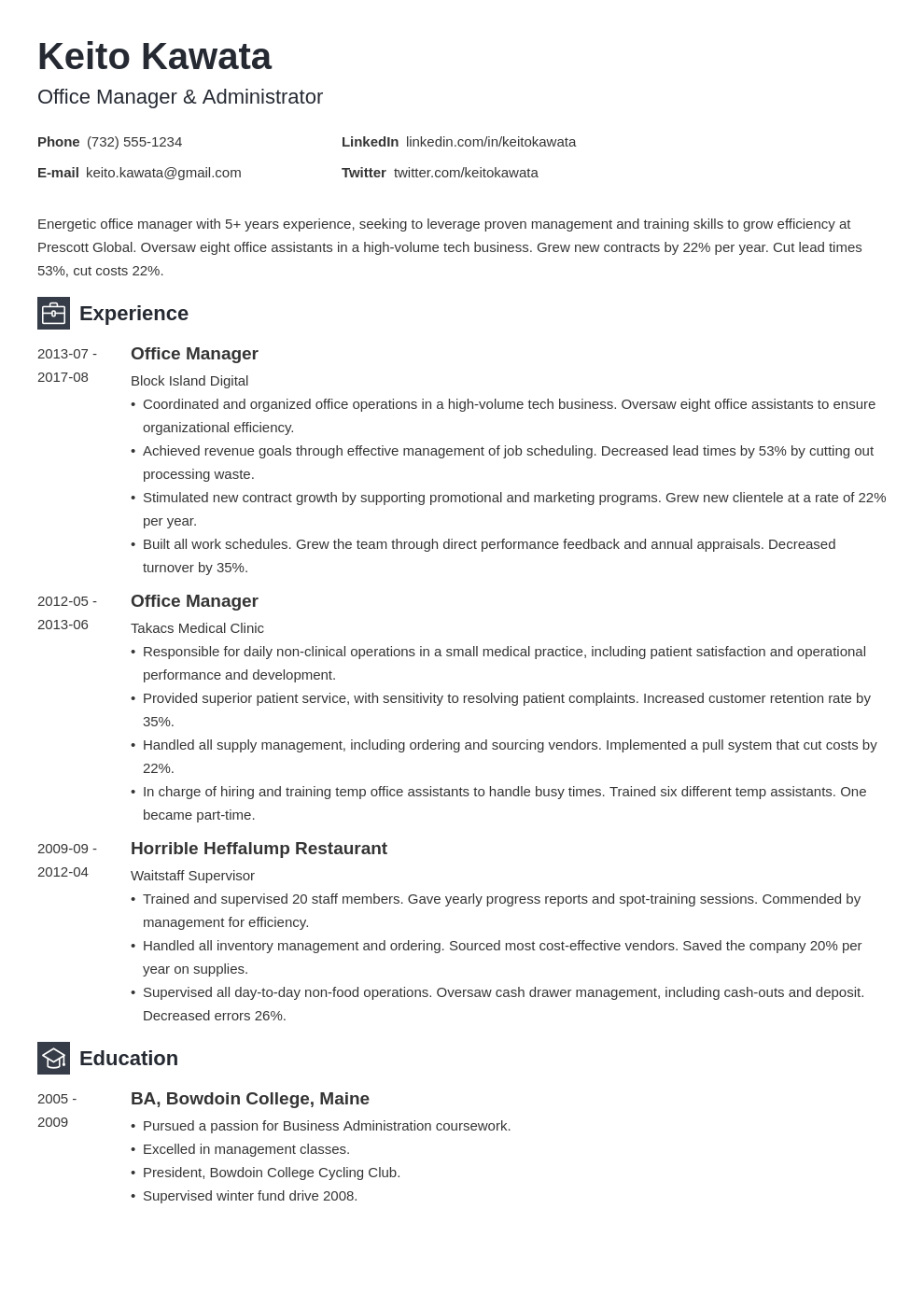 Office Manager Job Description for a Resume Examples