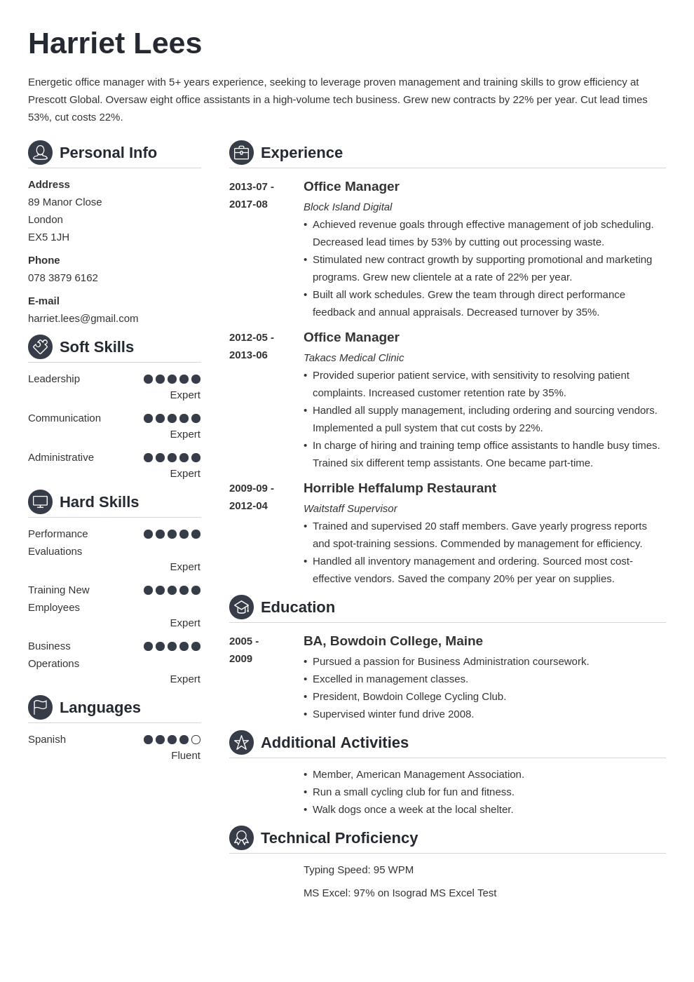 office manager resume example template crisp