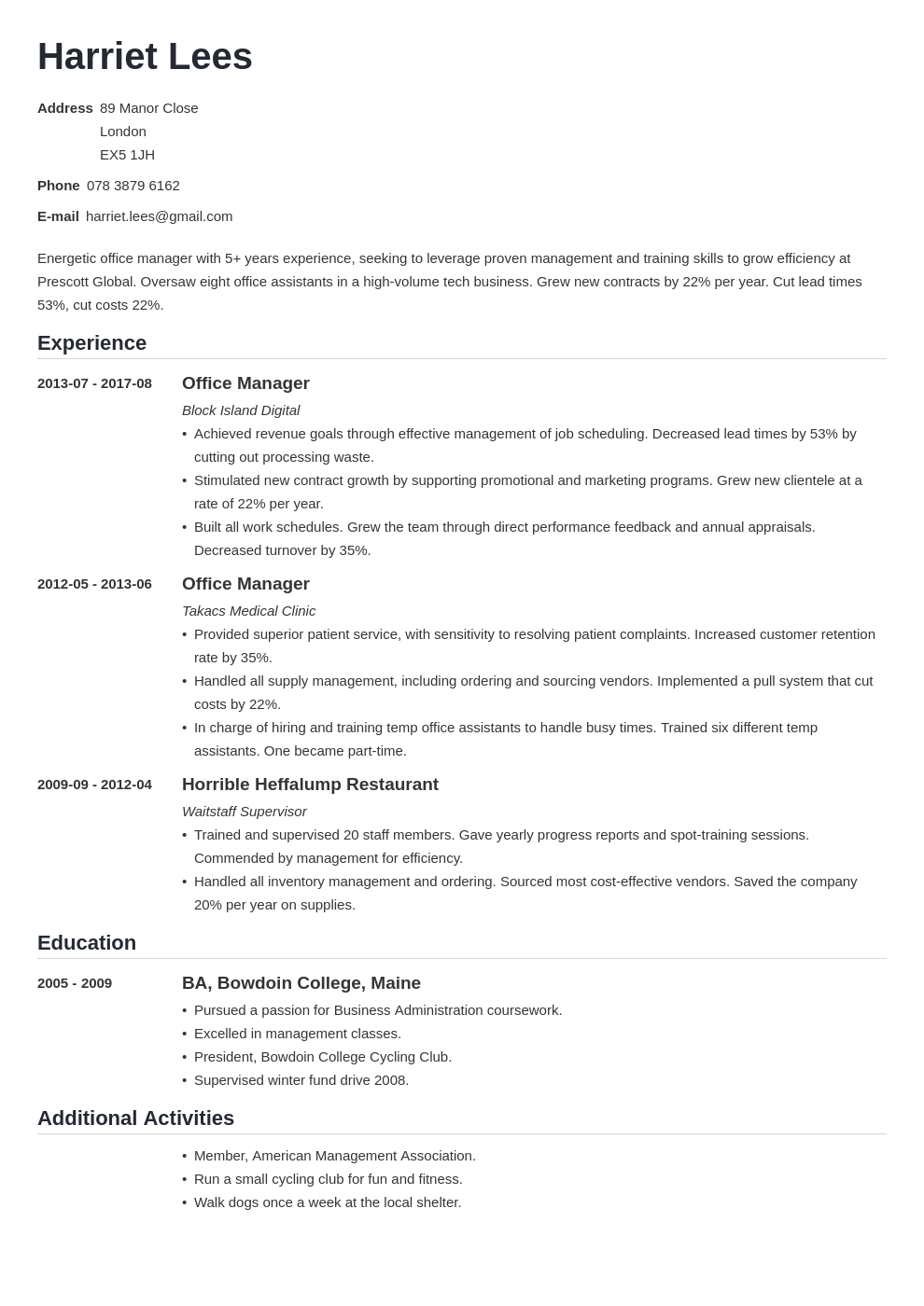 office manager resume example template nanica