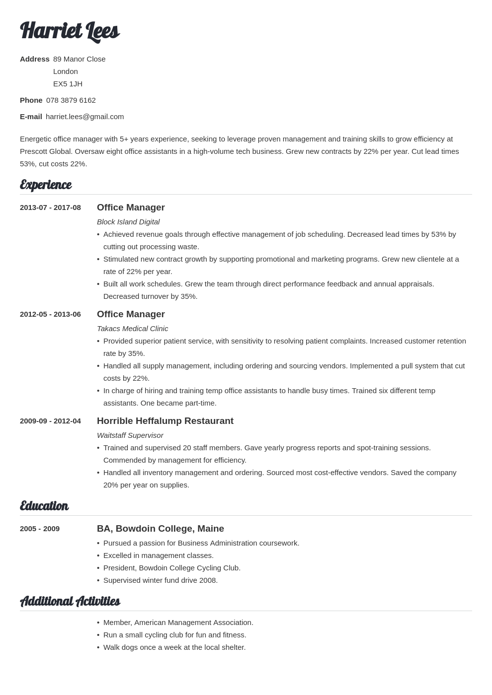 office manager resume example template valera