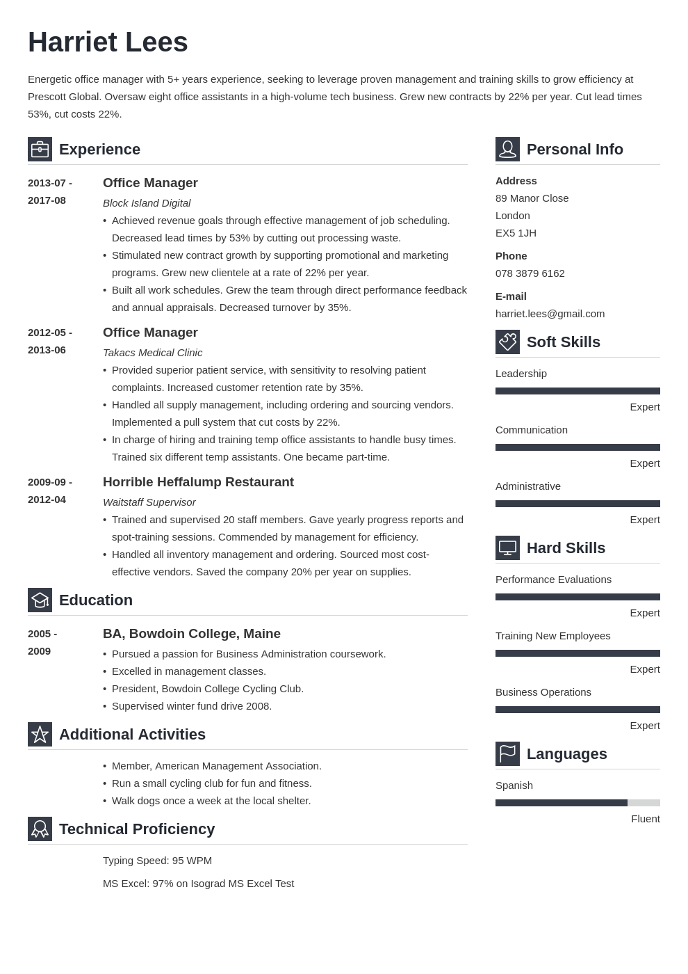 office manager resume example template vibes