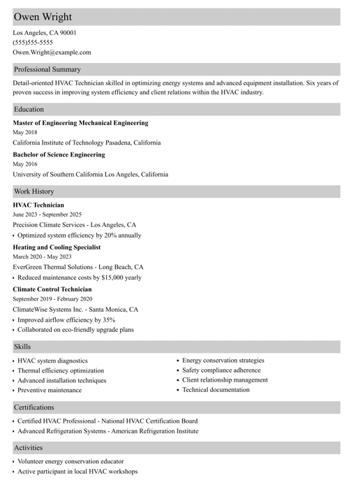 sample resume example