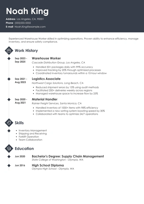 One page resume example
