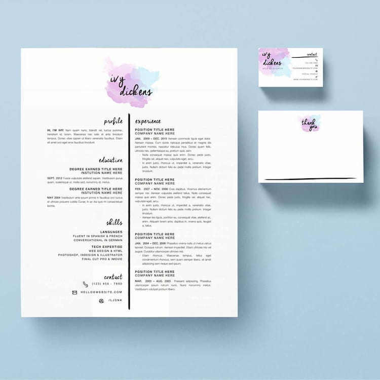 one page cv templates