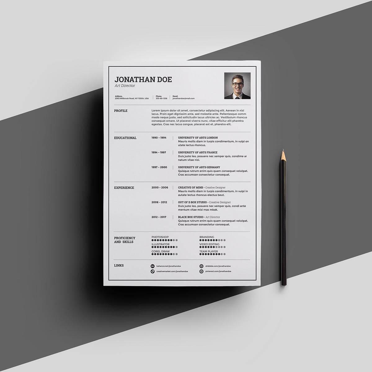 One Page Cv Template Free Download One Page Resume Template 12 Free Word Excel PDF