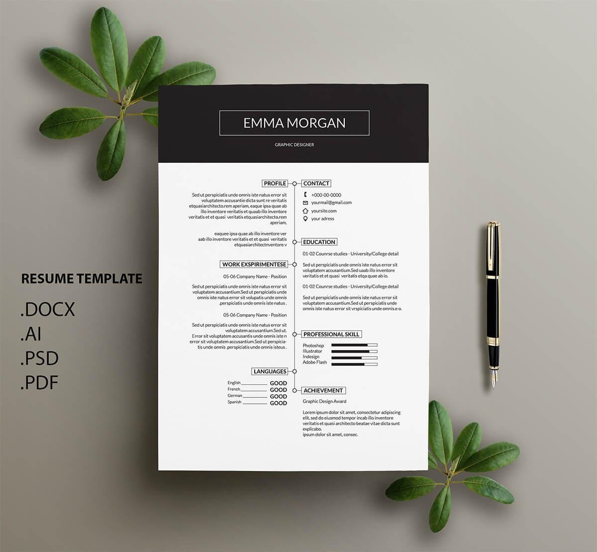 modern one page resume template free download