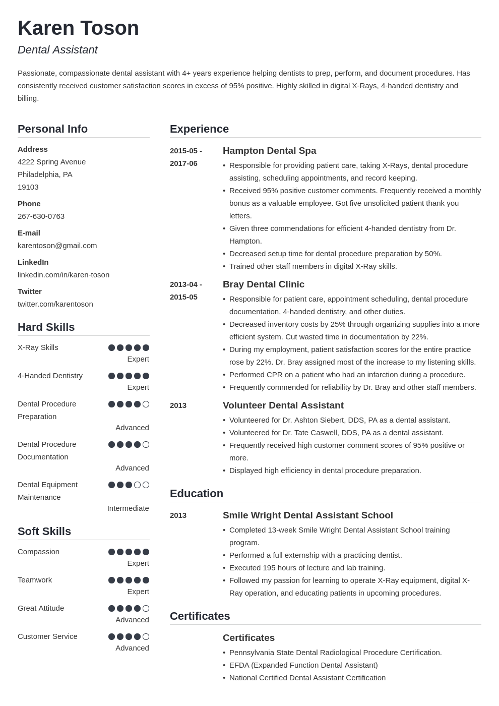 resume format in one page