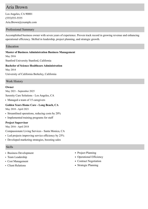 sample resume example