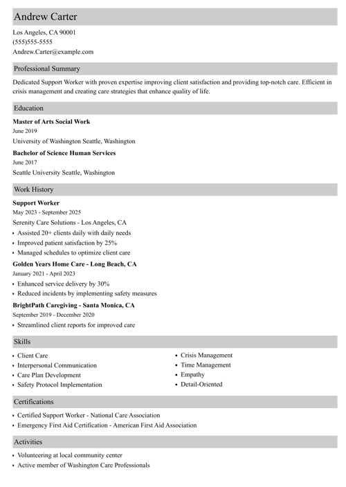sample resume example