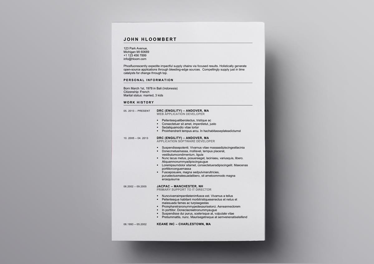 simple resume templates using open office