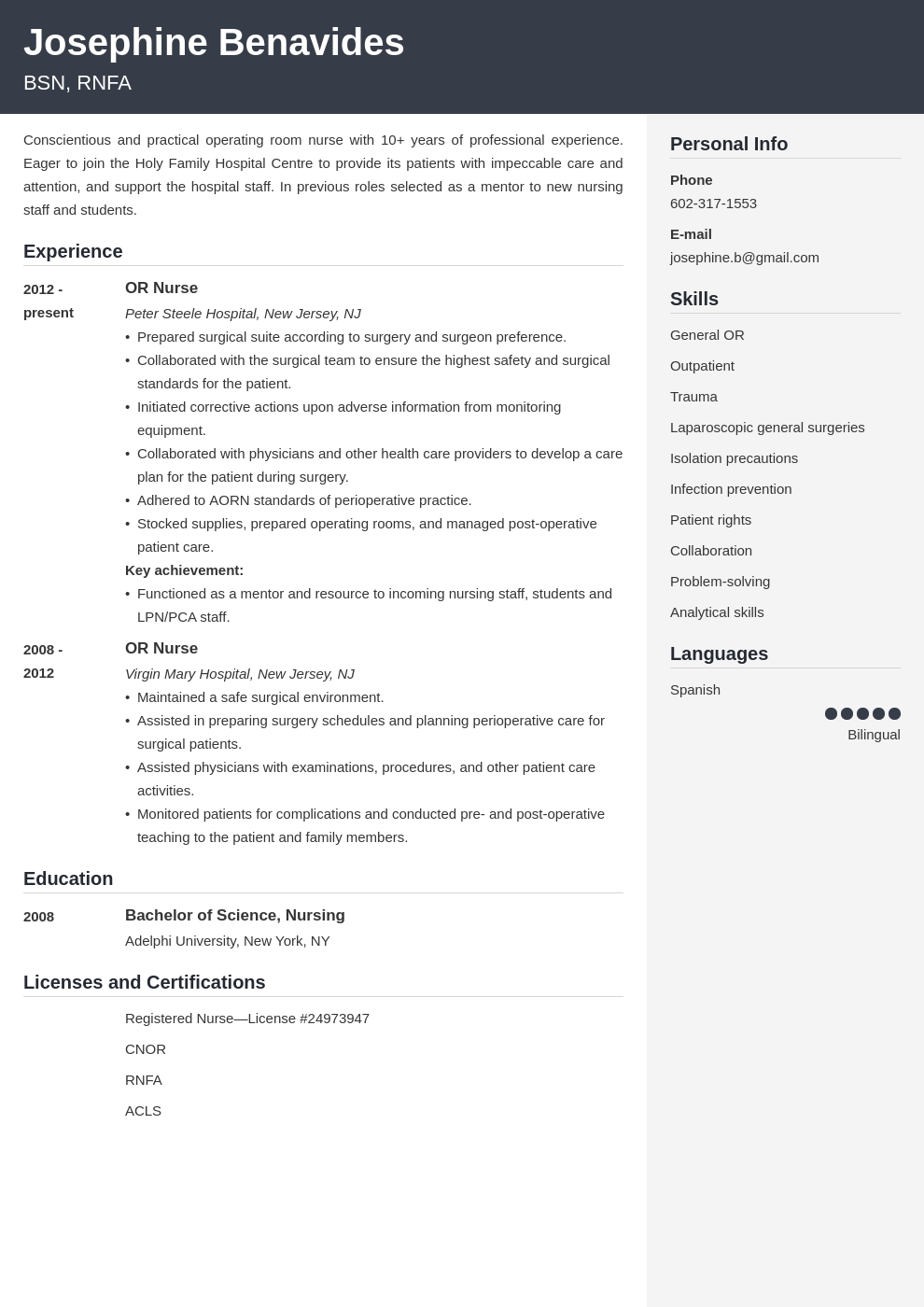 operating room nurse resume example template cubic