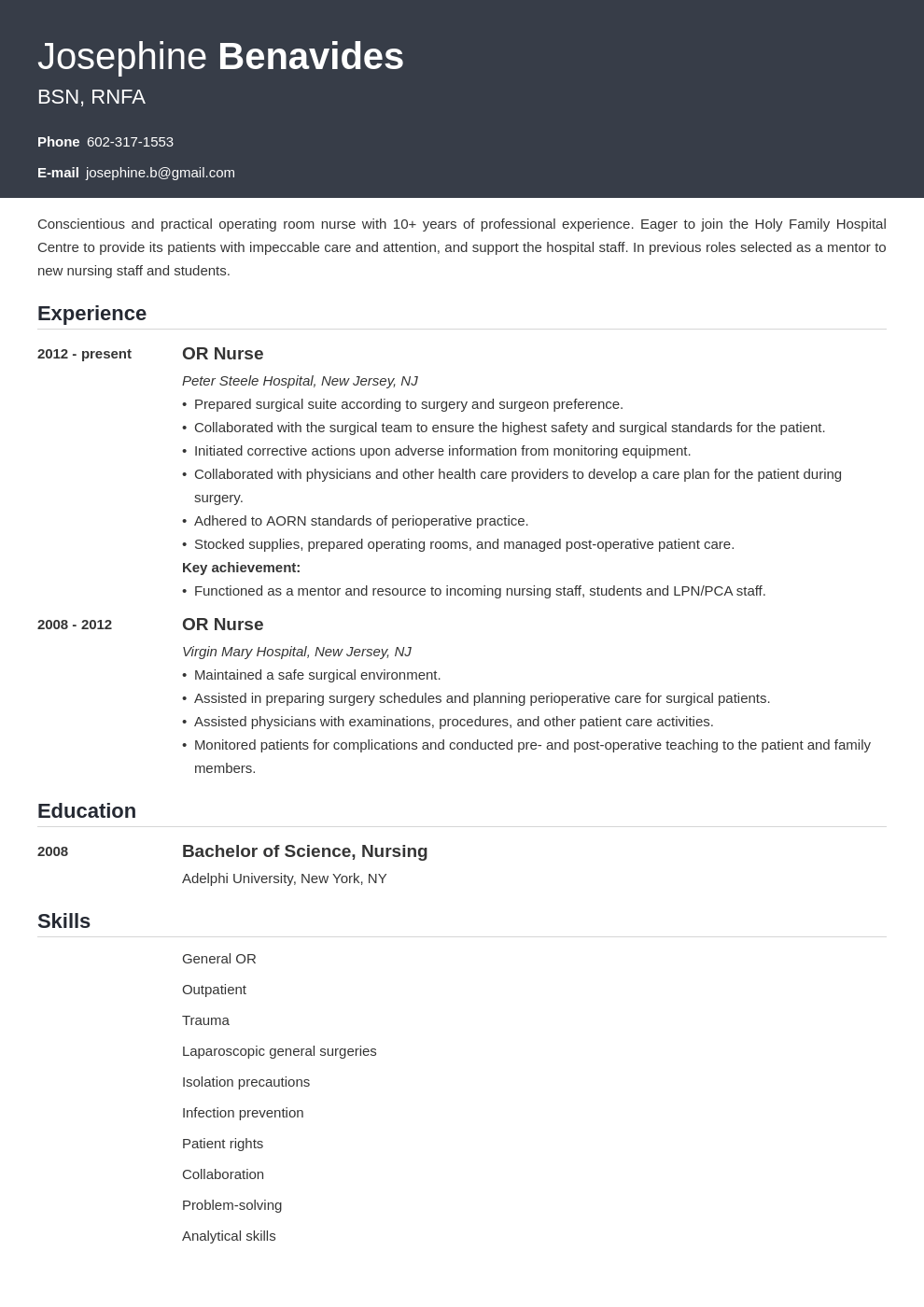 operating room nurse resume example template influx