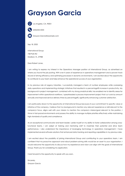 Operations Manager Cover Letter Samples & Writing Guide