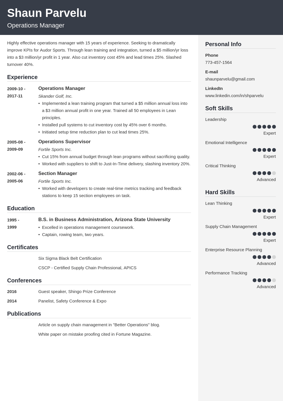 operations manager resume example template cubic