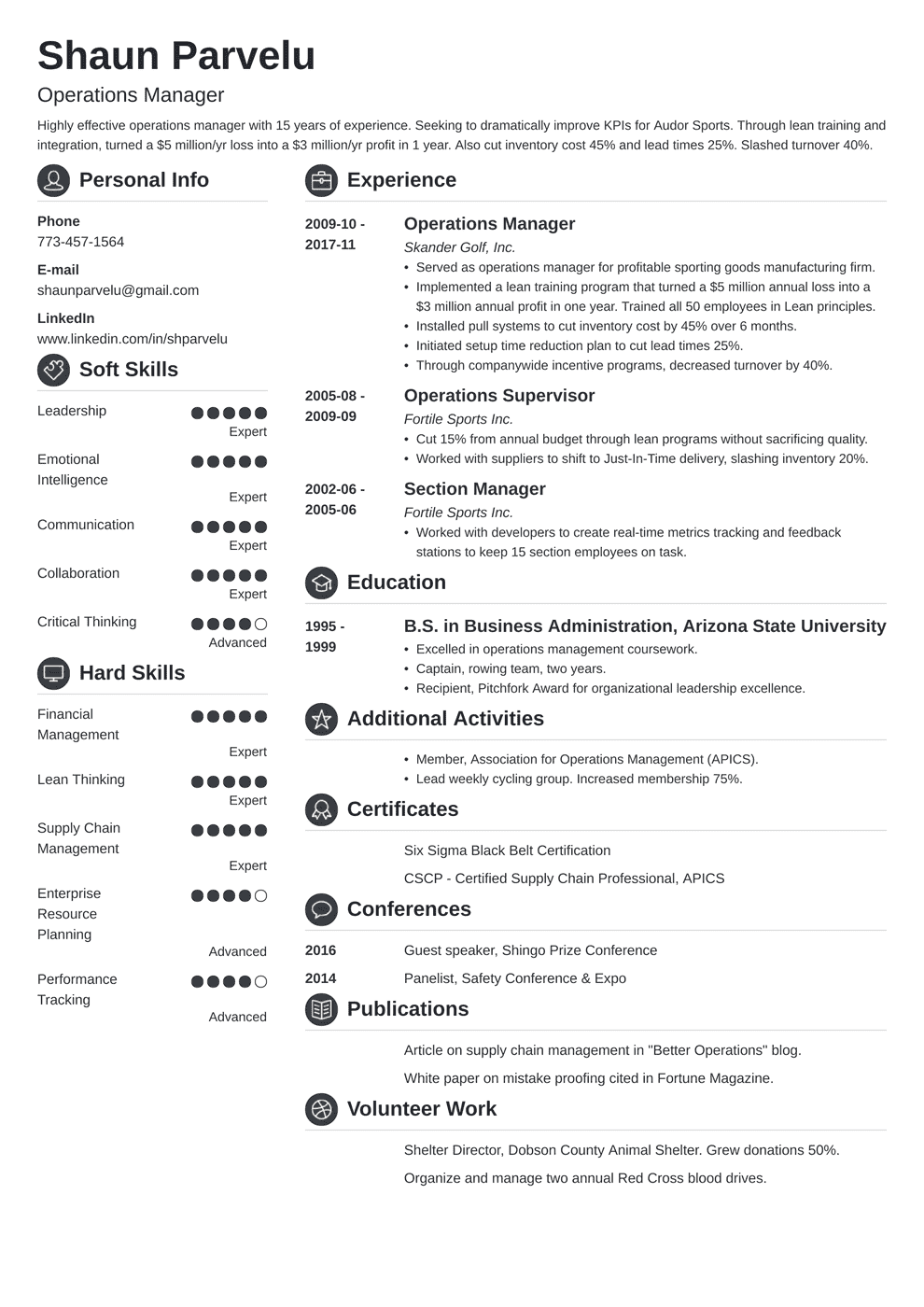Operations Manager Resume Sample Writing Guide 20 Examples