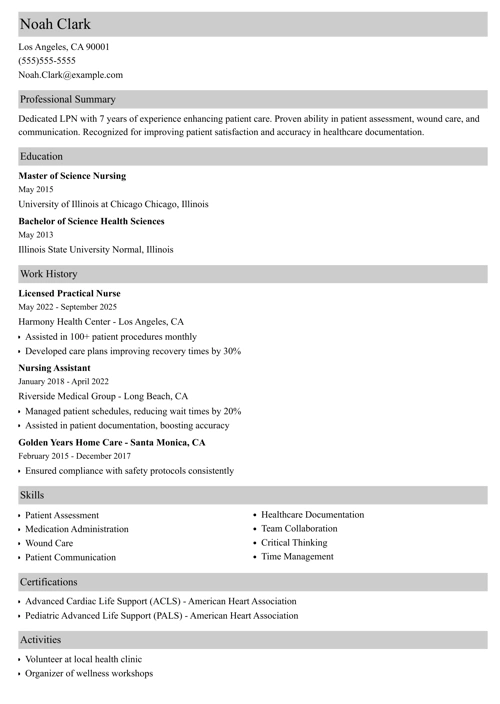sample resume example