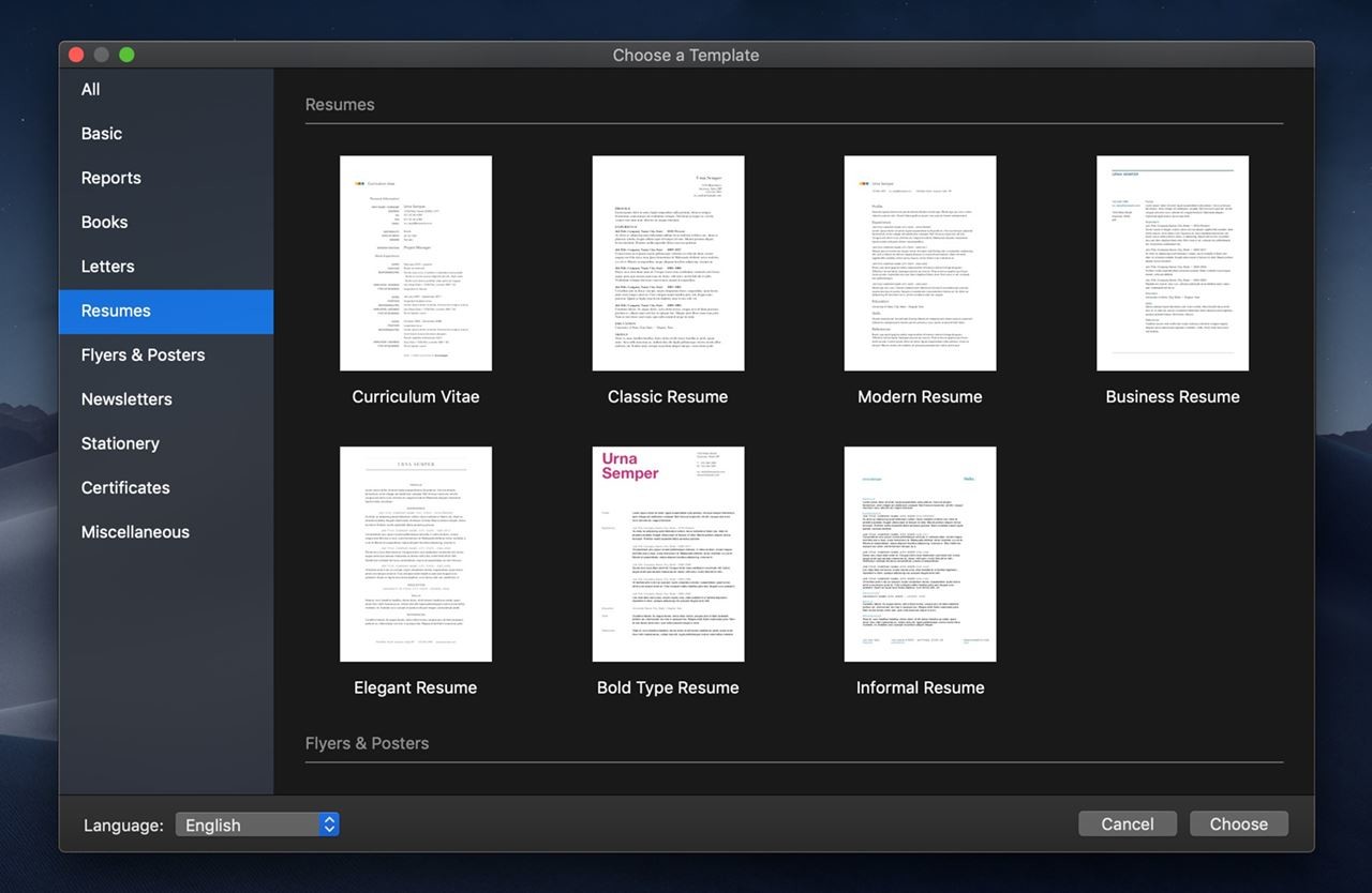 find resume templates on microsoft word for mac