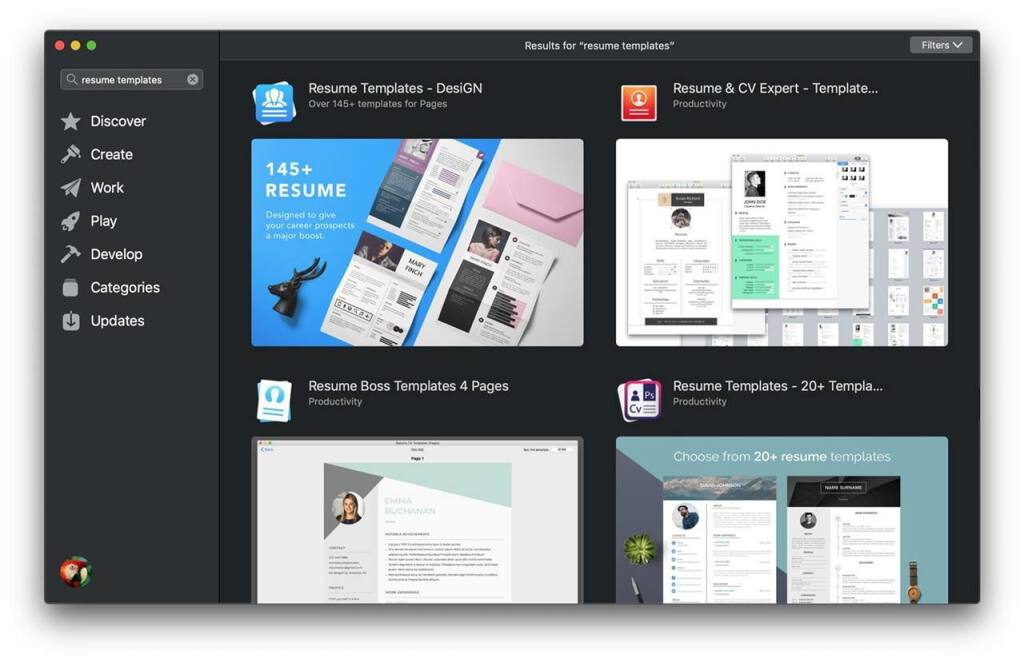 resume templates for pages on mac