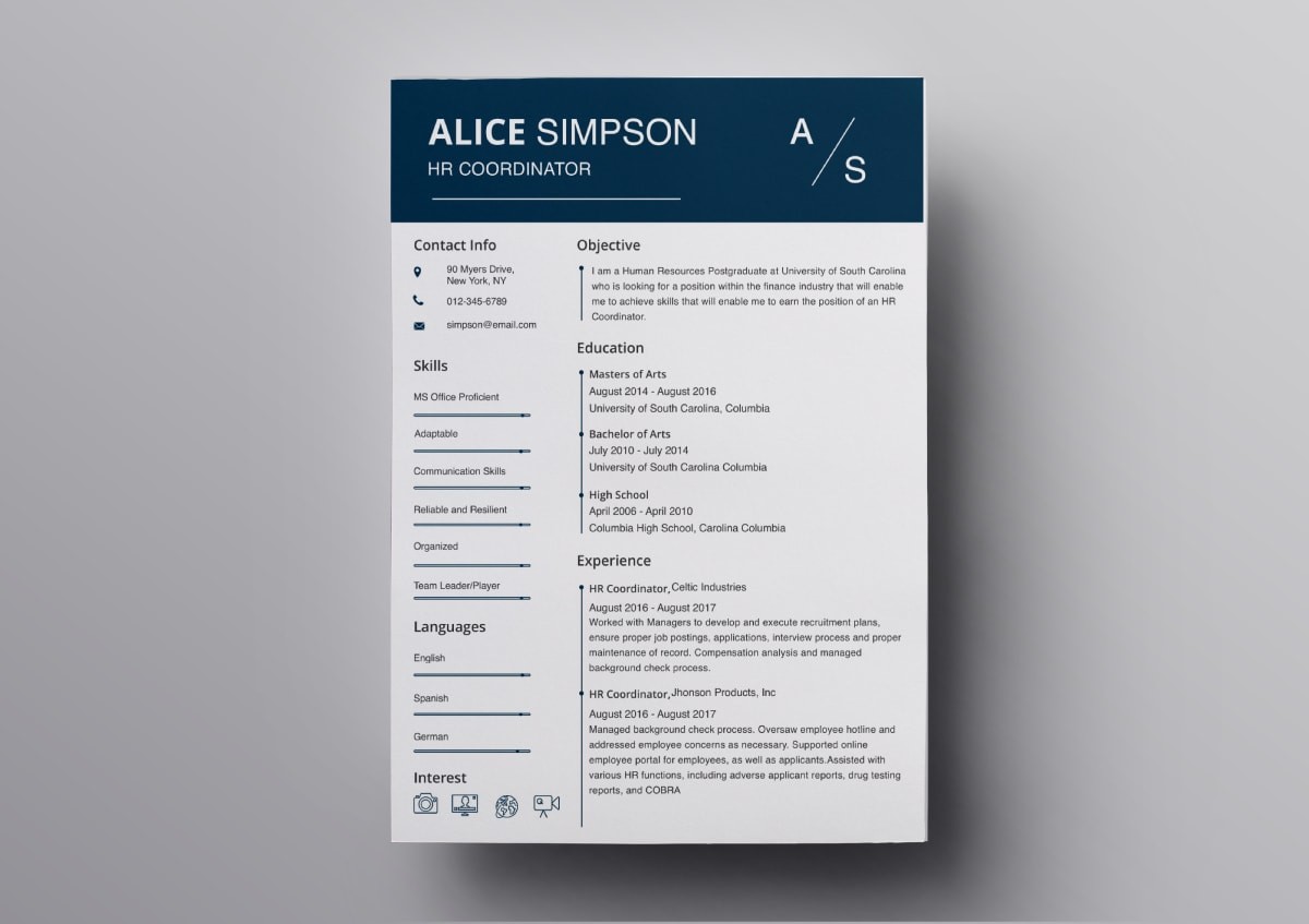 resume templates for pages free download