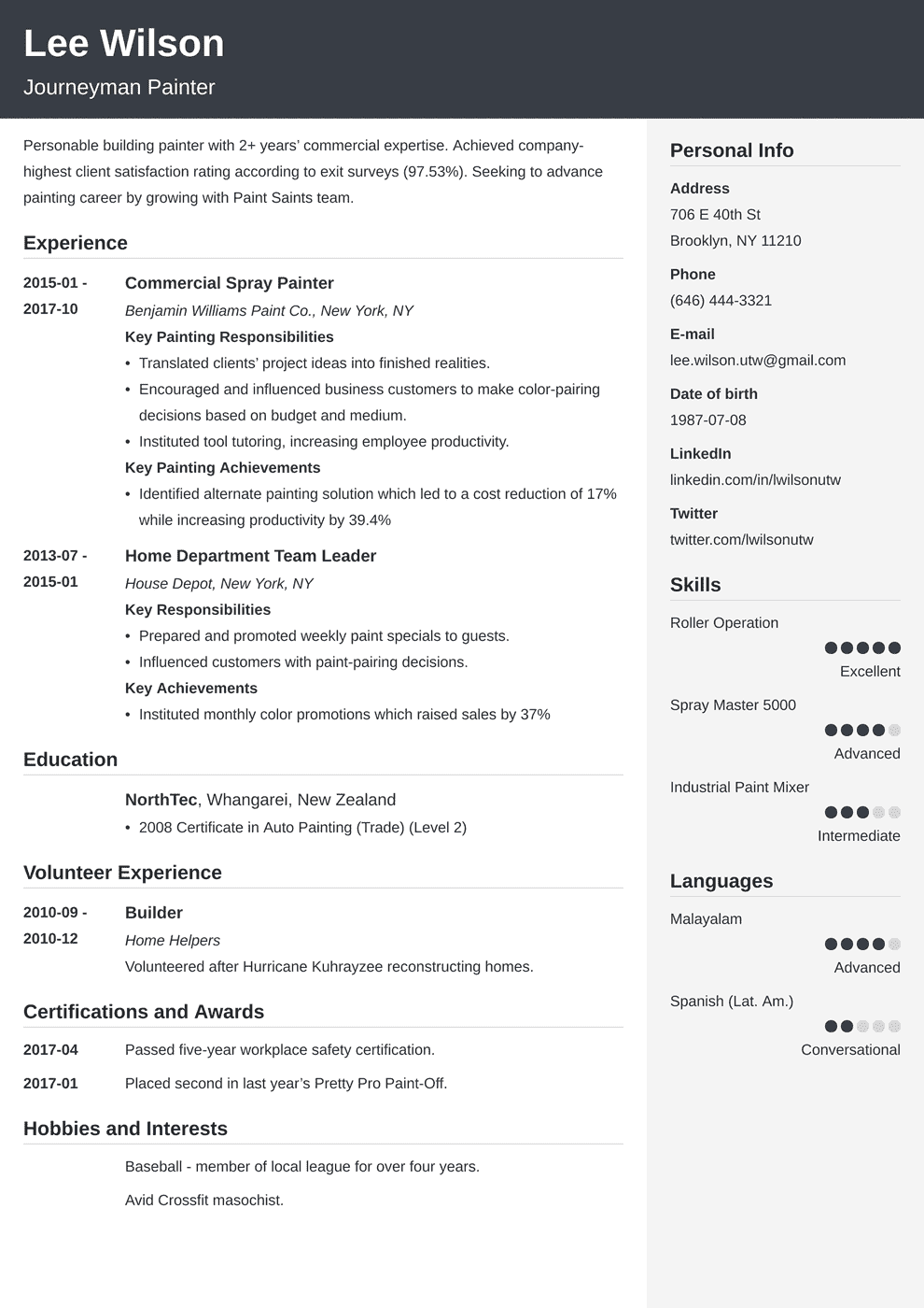 painter-resume-sample-with-objective-and-job-description