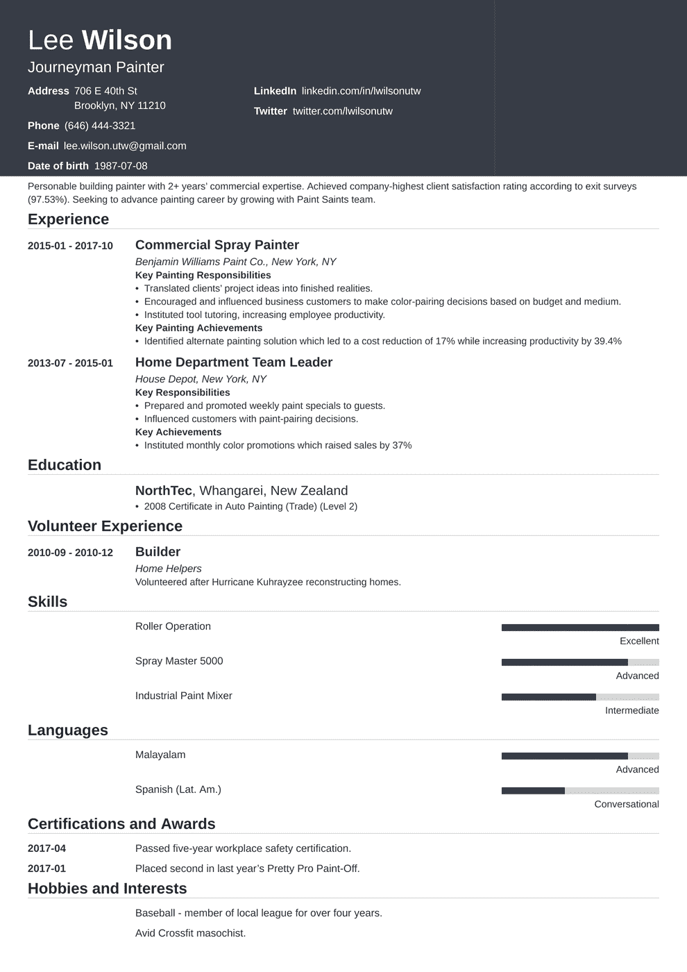 Painter Resume Sample Complete Guide 20 Examples
