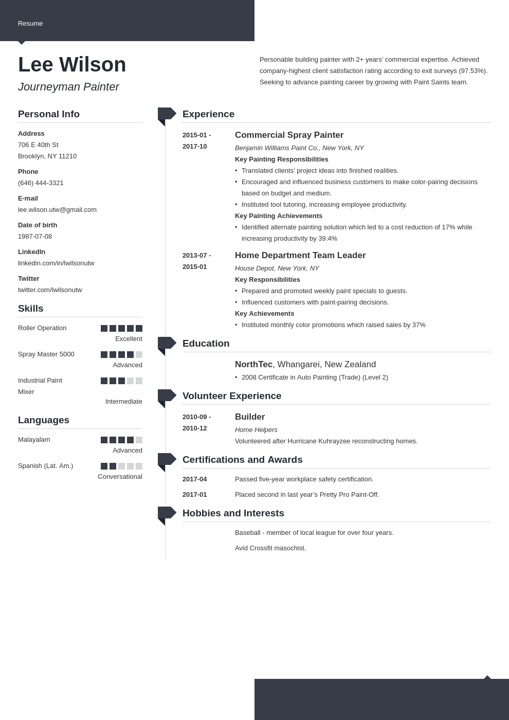 painter resume example template modern