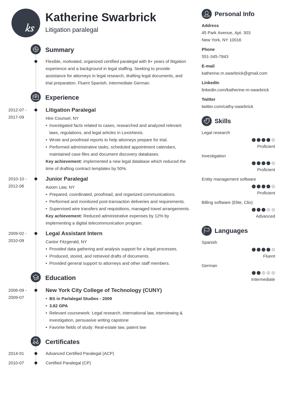 paralegal resume example template primo