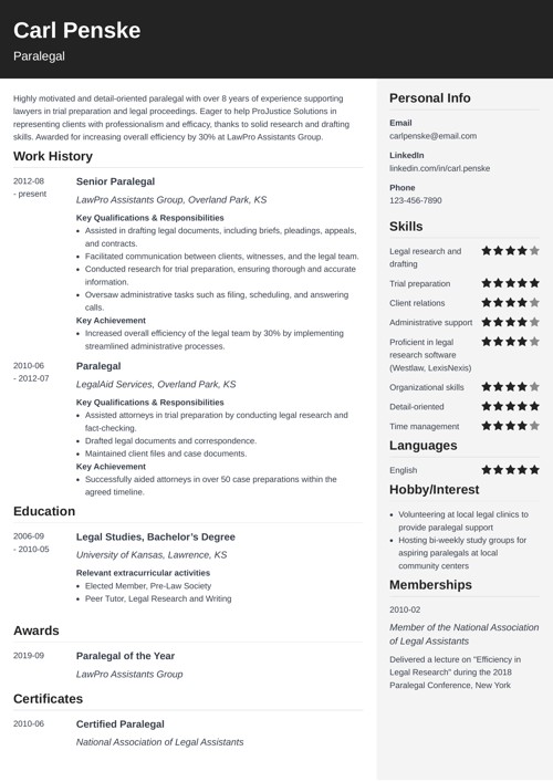 Paralegal resume example