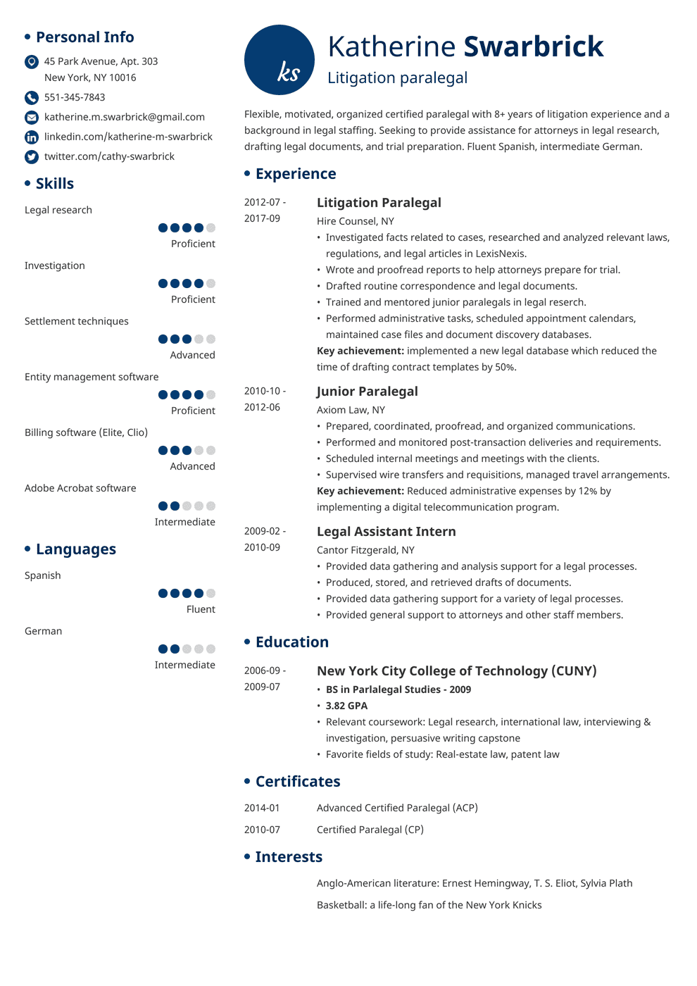 Paralegal Resume Samples (Skills, Job Description & More)