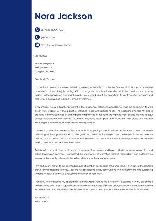 sample cover letter example
