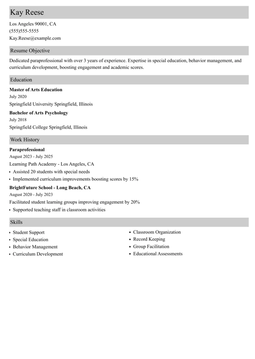 sample resume example