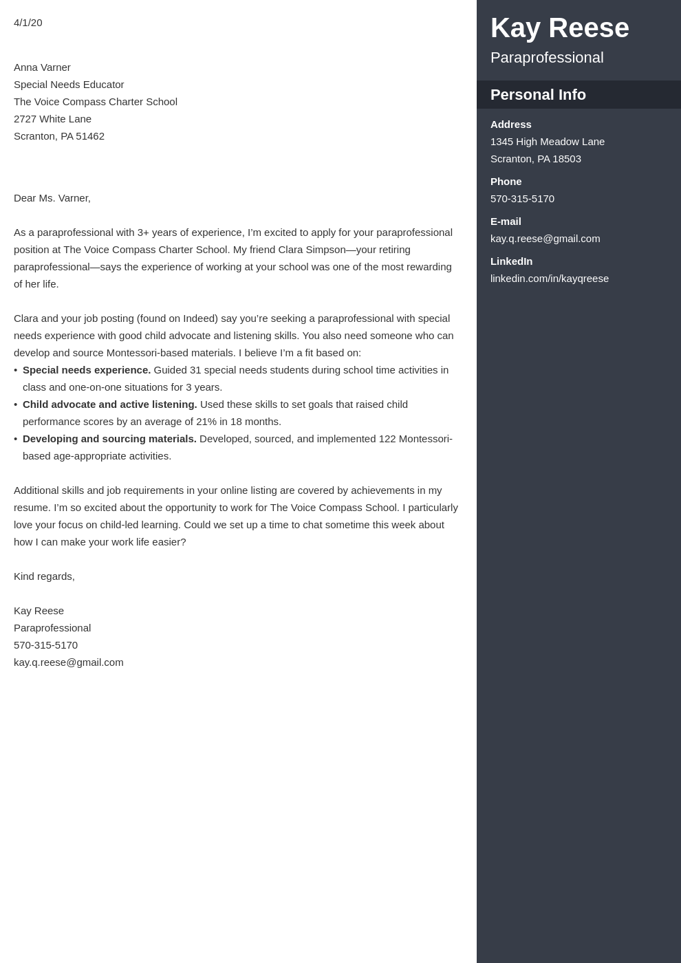 Letter Of Introduction For A Paraprofessional Position - Design Talk