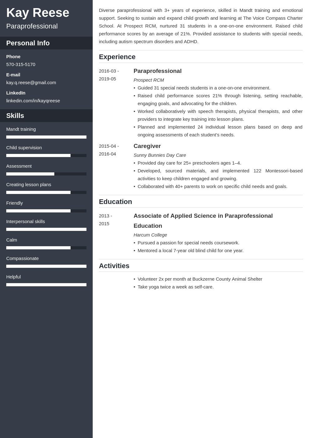 paraprofessional resume example template cascade