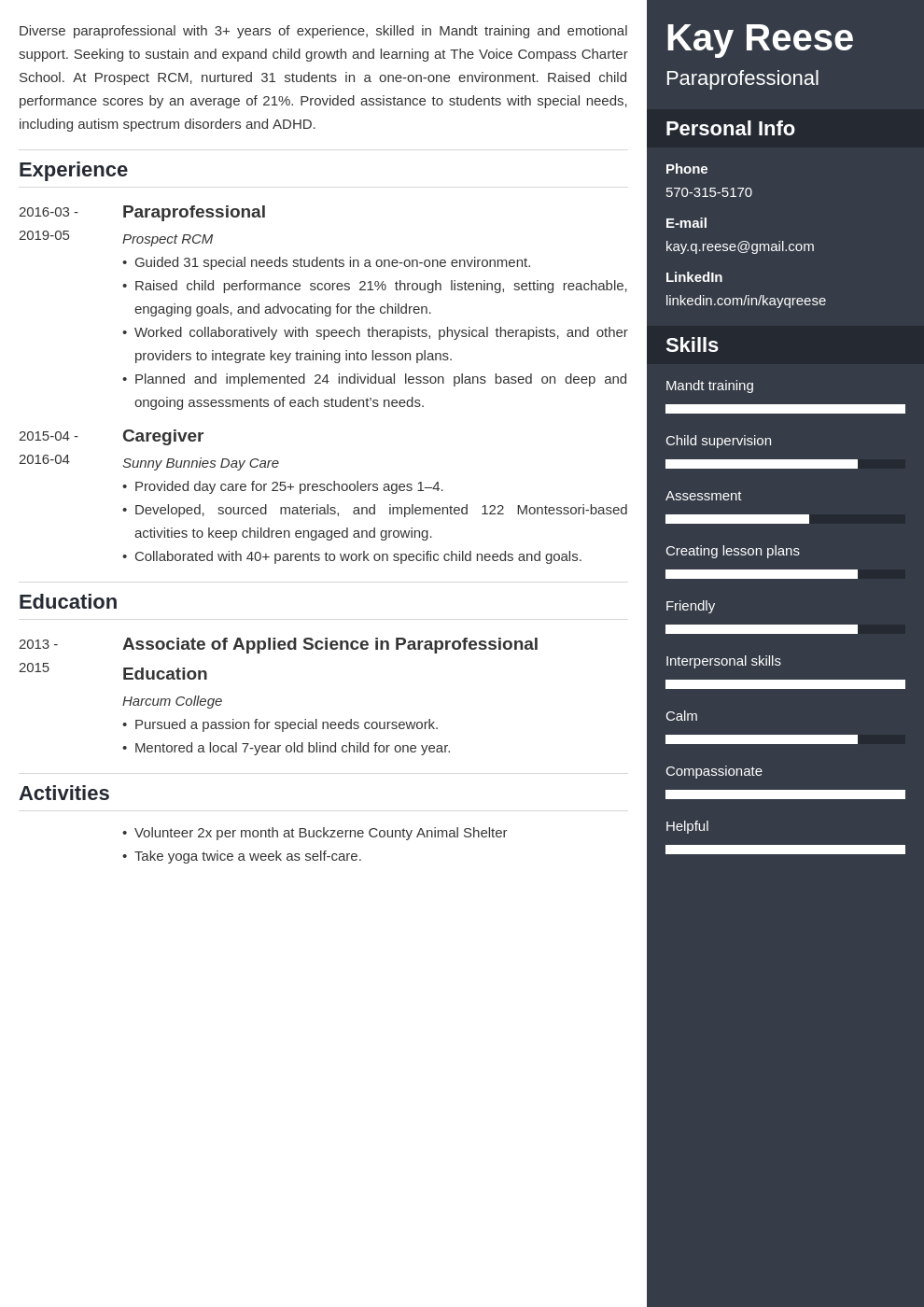 paraprofessional resume example template enfold